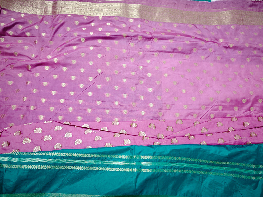 Basanti Contrast Baby Pink & green
