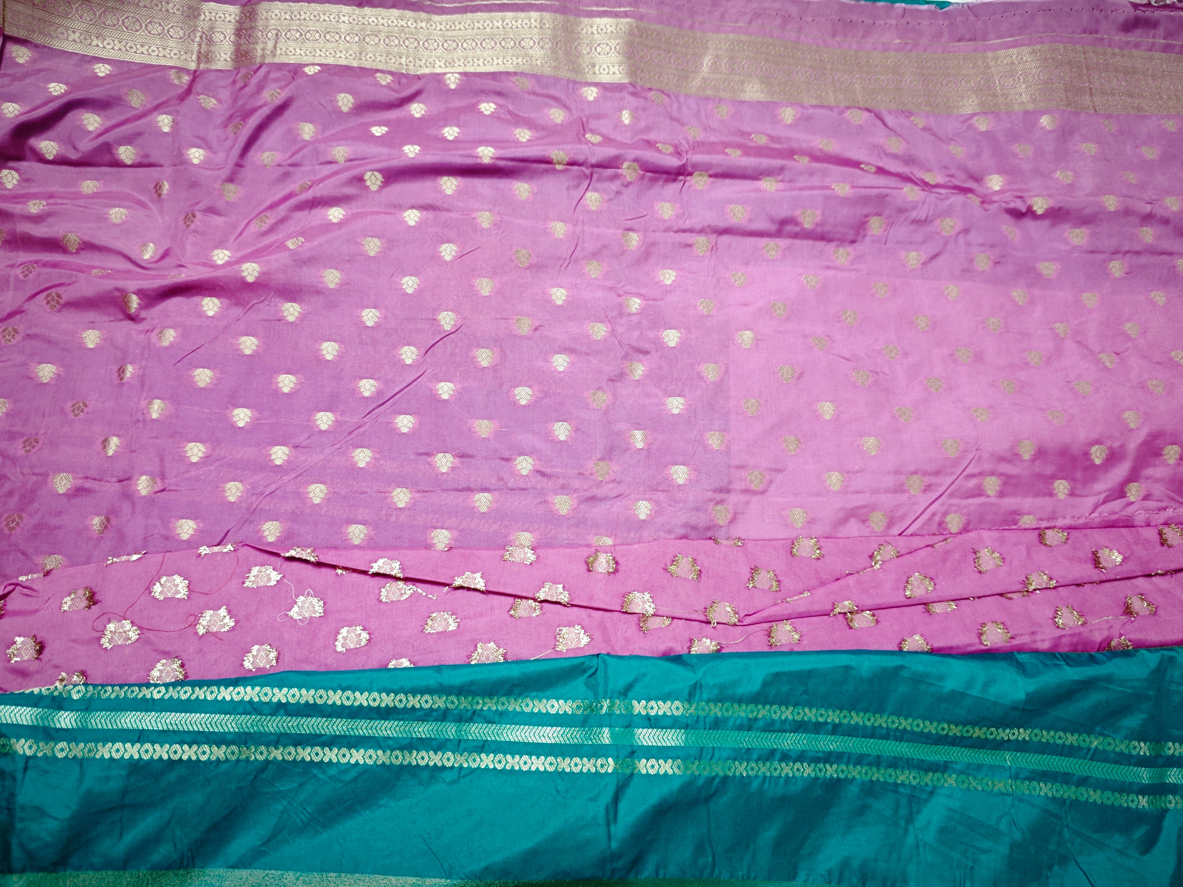 Basanti Contrast Baby Pink & green