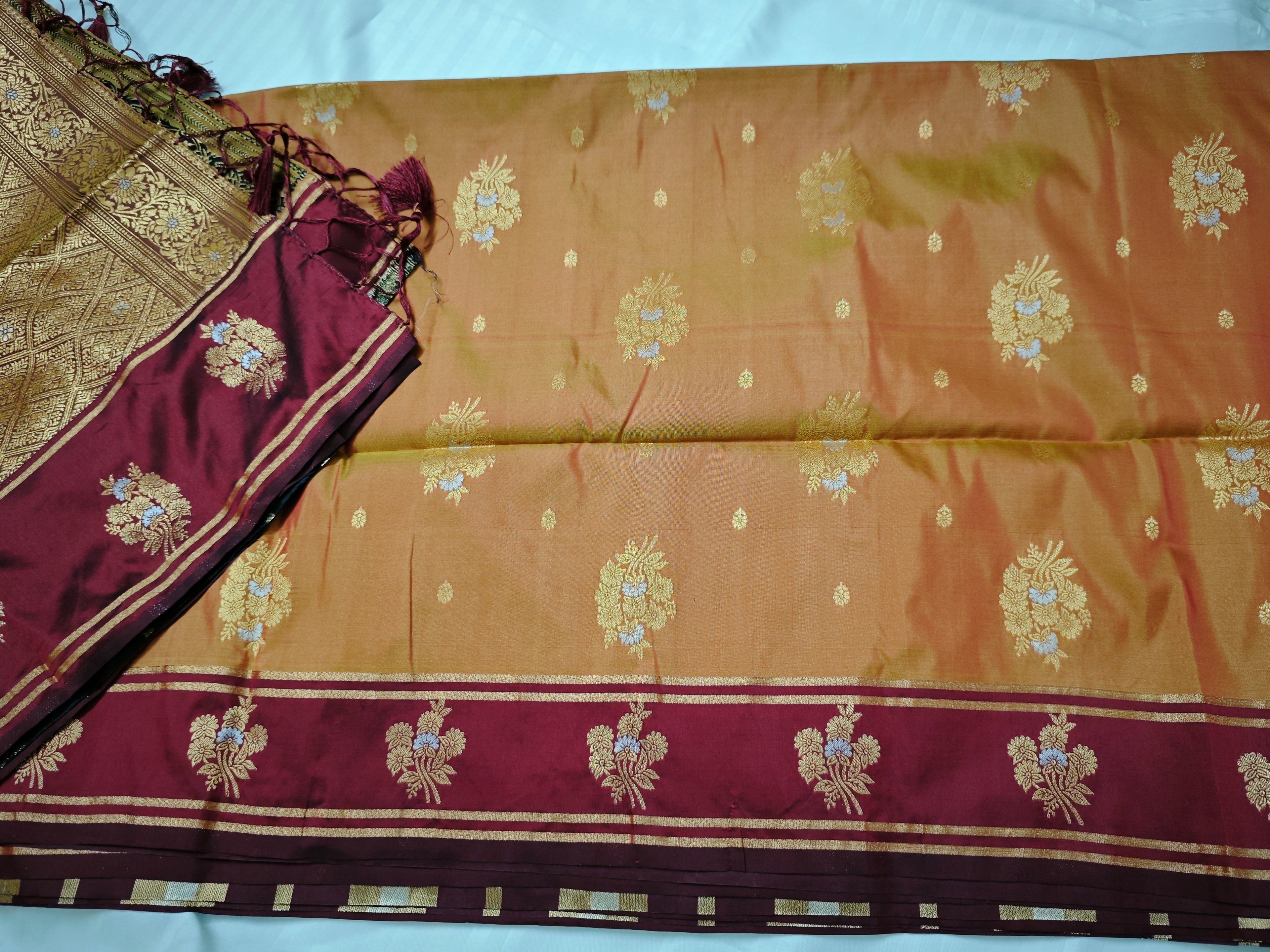 Kadiyal Pattu Rust & Maroon