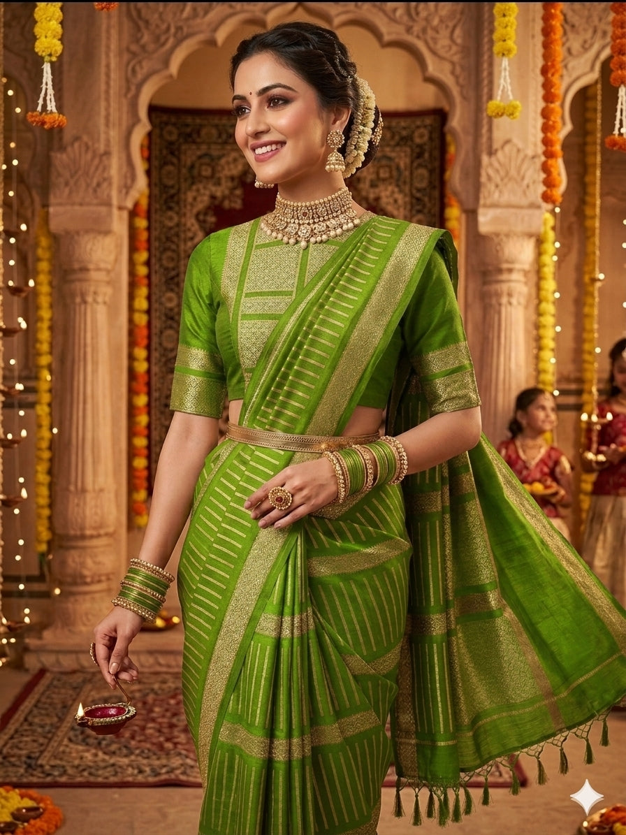 Mashru Crep Silk-KSV5036-Parrot Green