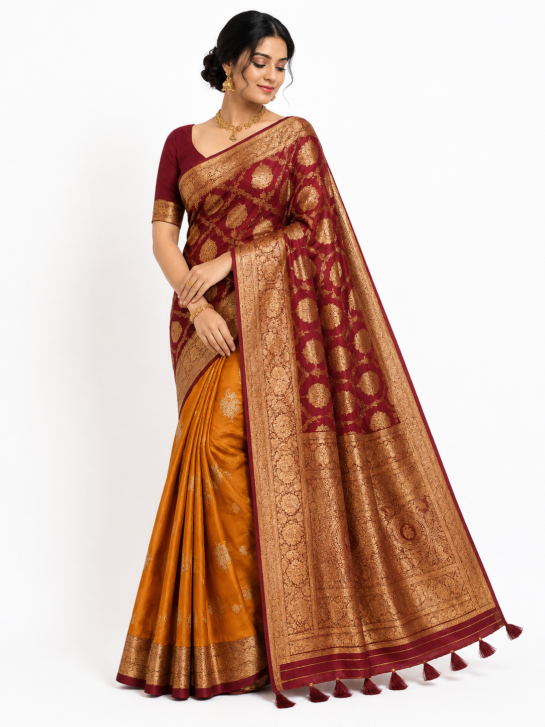 Kadiyal Pattu Rust & Maroon