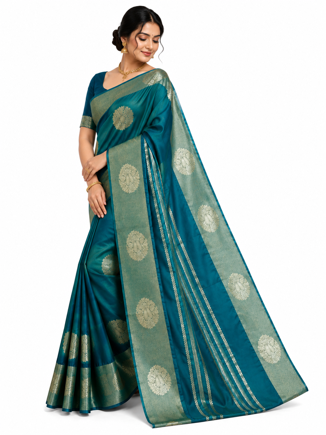 Cream Silk Teal