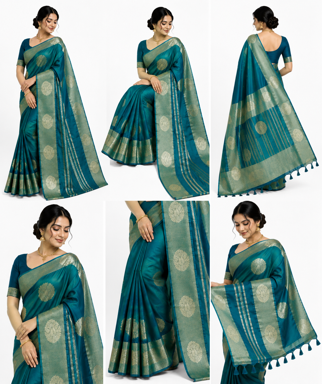 Cream Silk Teal
