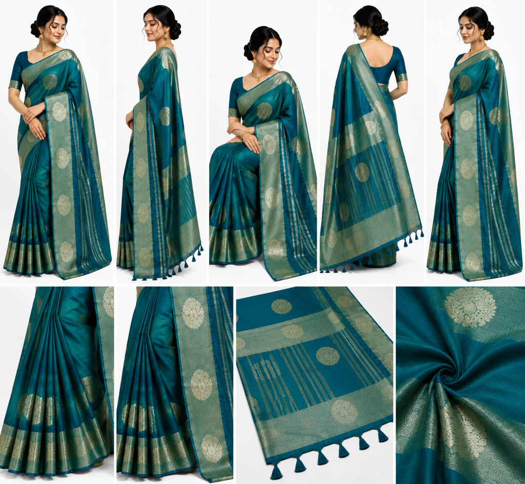 Cream Silk Teal