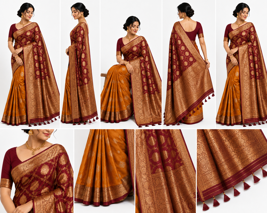 Kadiyal Pattu Rust & Maroon
