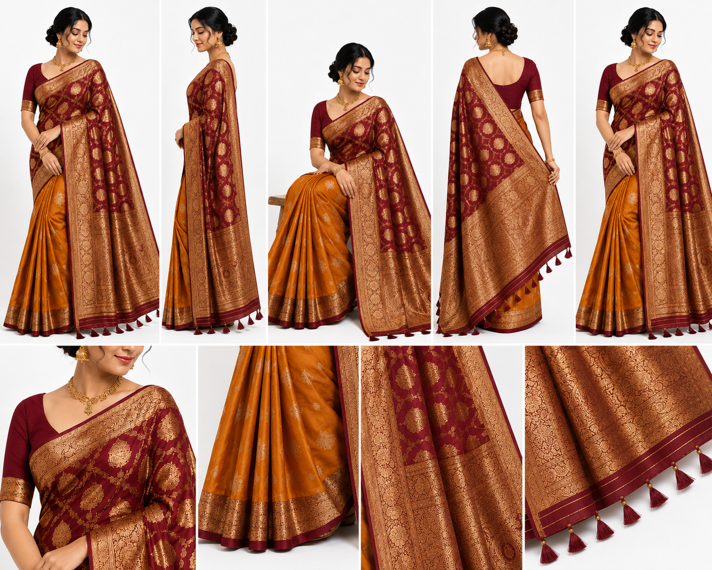 Kadiyal Pattu Rust & Maroon