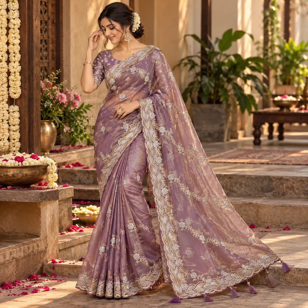 Party Wear-KSV1054-Golden Purple