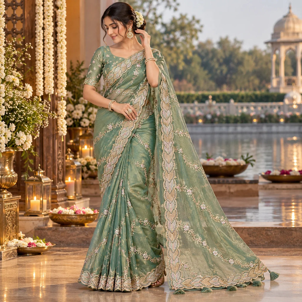 Party Wear-KSV1055-Golden Green