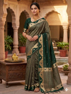 Dupion Crep Silk-KSV5053-Dark Green