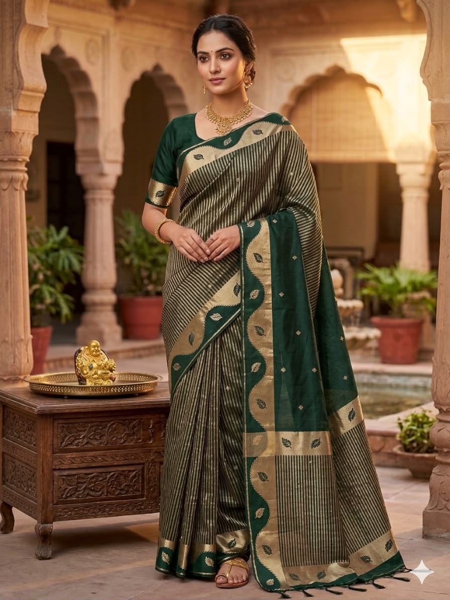 Dupion Crep Silk-KSV5053-Dark Green
