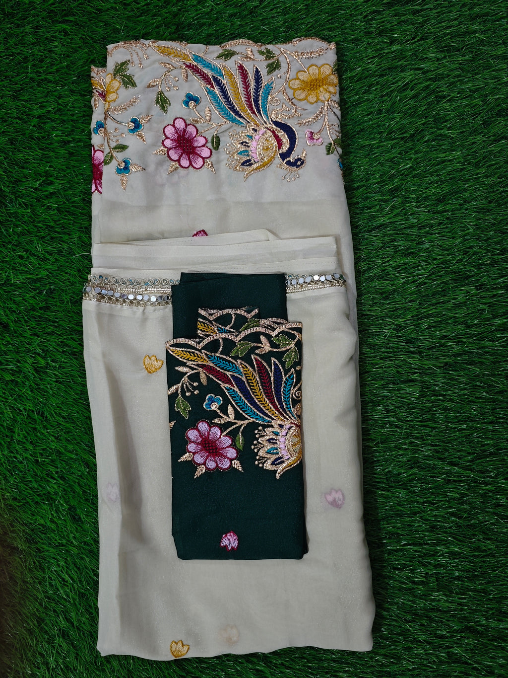 Fancy-KSV1004-Cream and Dark Green