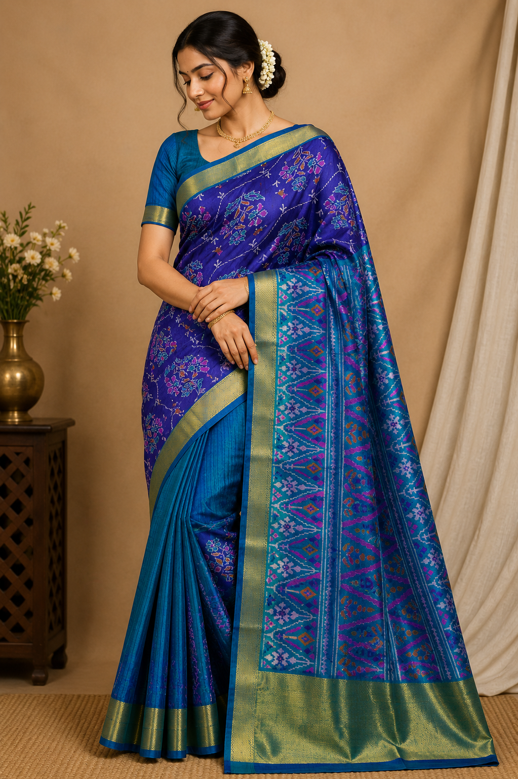 Ikkat Pochampally-KSV1024-Navy Blue
