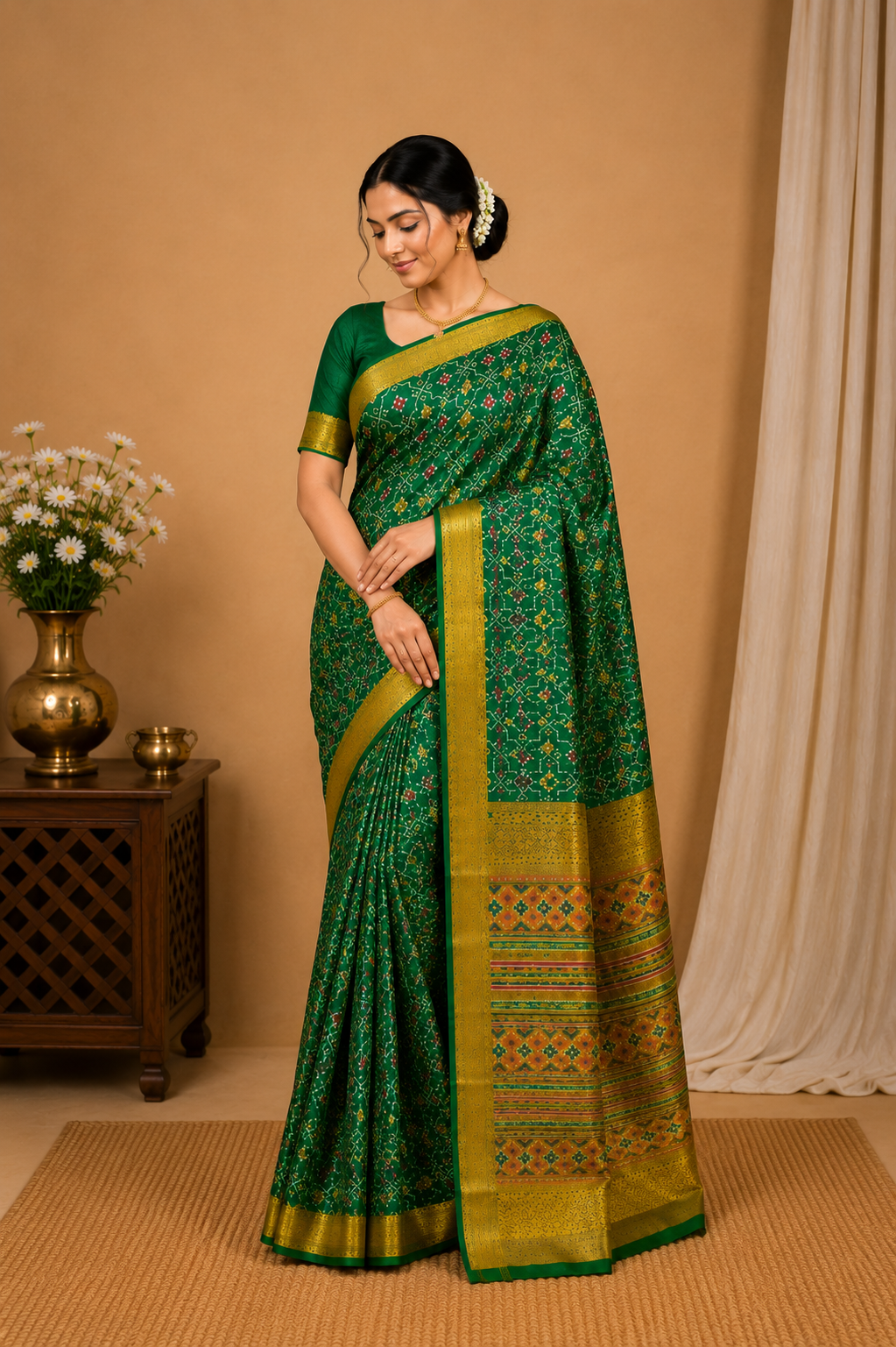 Ikkat Pochampally-KSV1025-Light Green