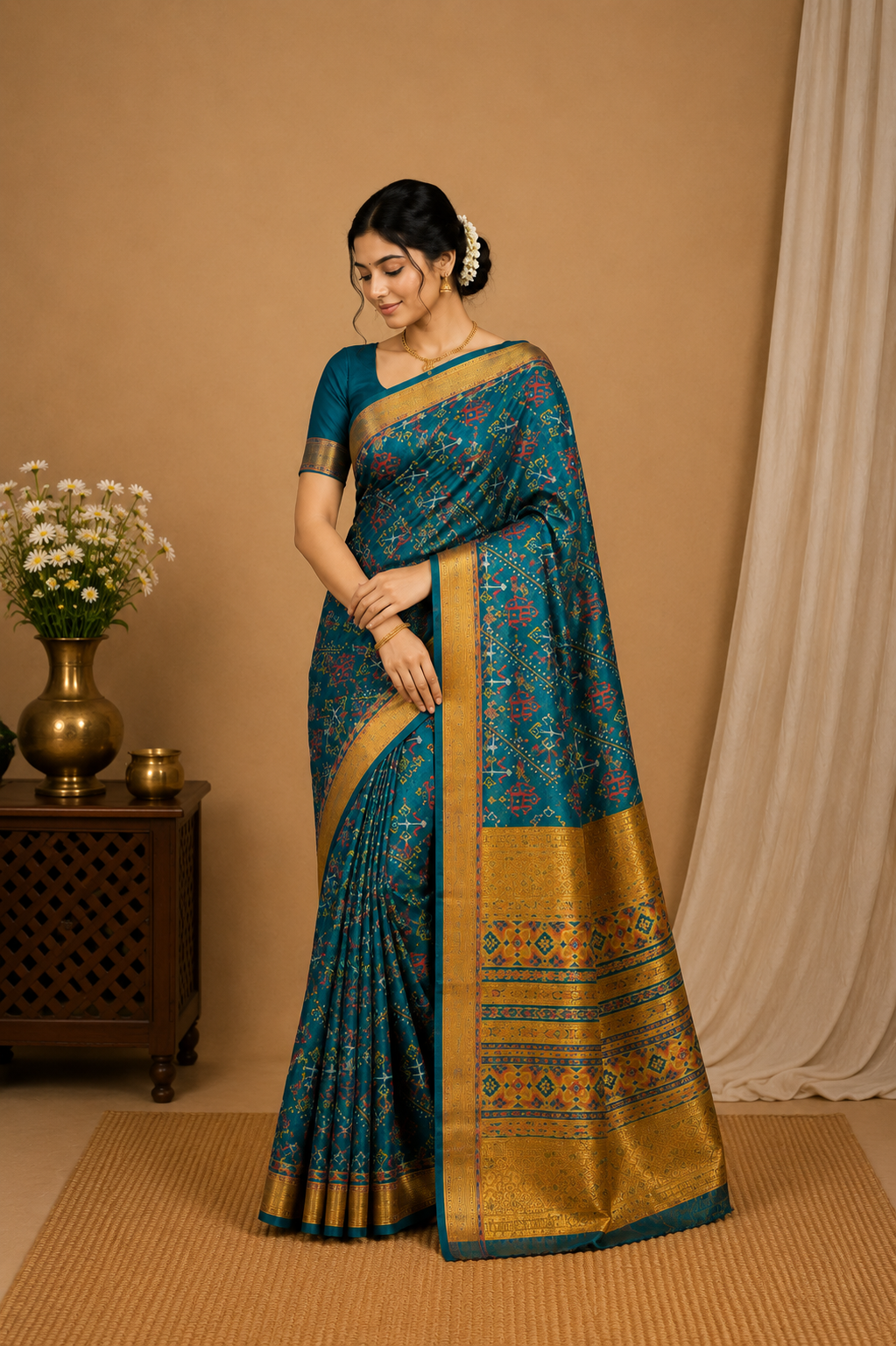 Ikkat Pochampally-KSV1026-Dark Green
