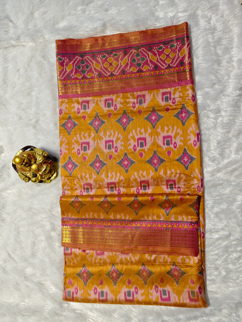 Ikkat Pochampally-KSV1029-Mustard yellow
