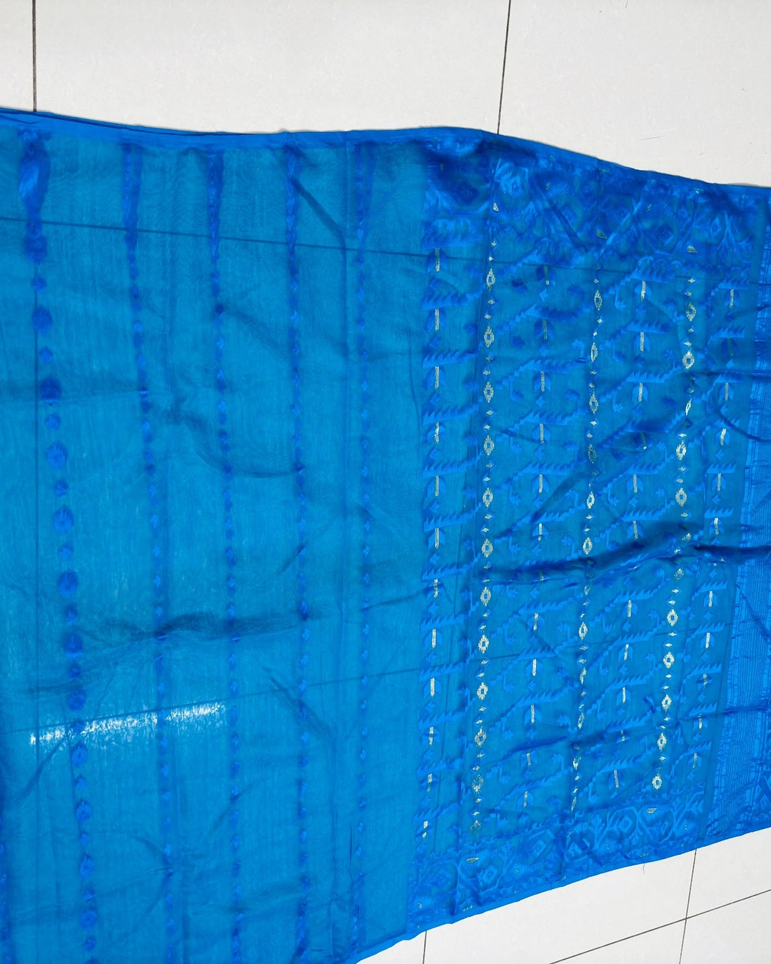 Muslin Cotton Jamdani-KSV-13001-Blue,