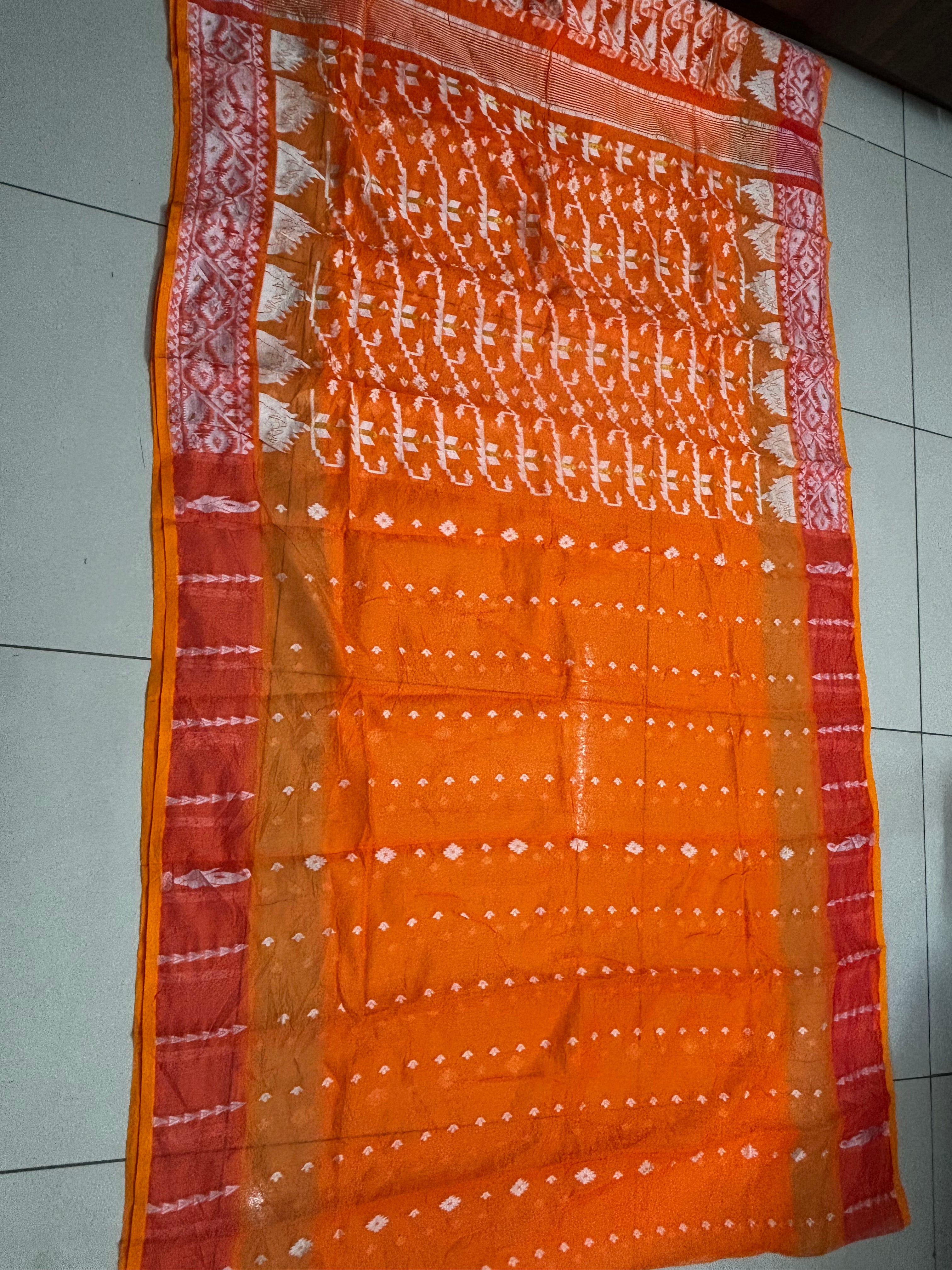 Muslin Cotton Jamdani-KSV-13003-Orange