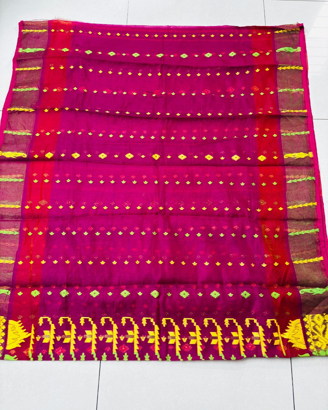 Muslin Cotton Jamdani-KSV-13006-Rani Pink
