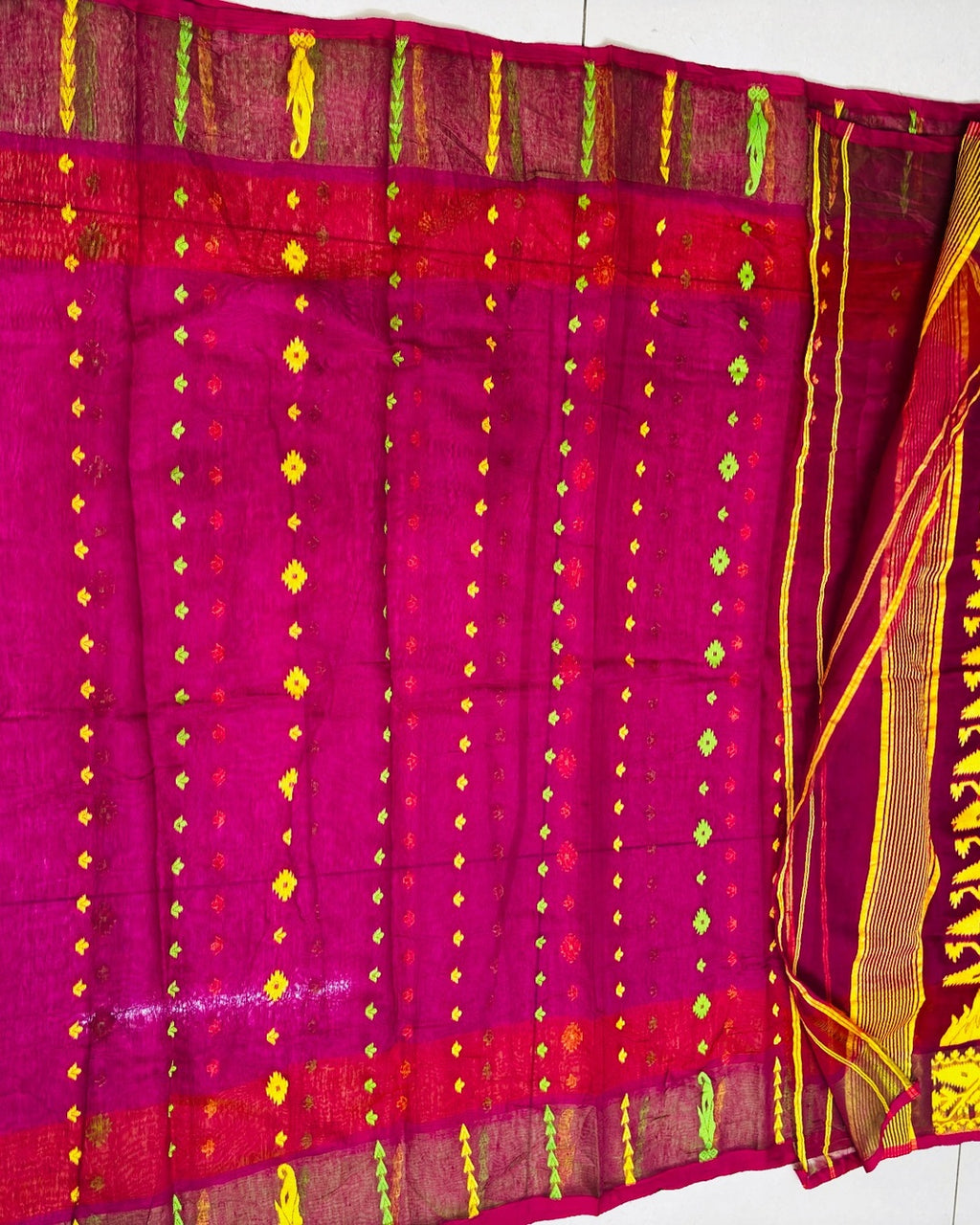 Muslin Cotton Jamdani-KSV-13006-Rani Pink