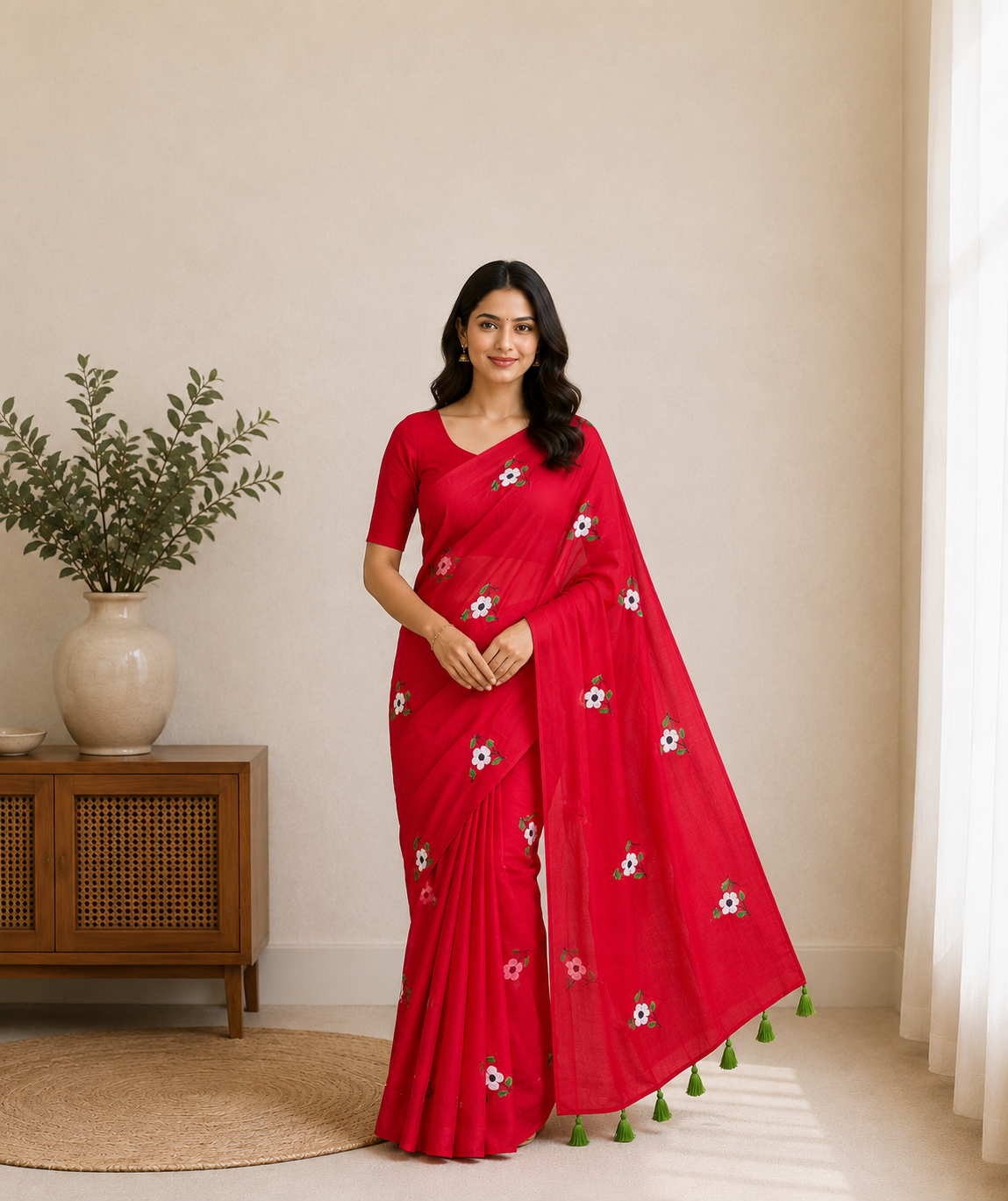Mul Mul Cotton-KSV-13022-Red