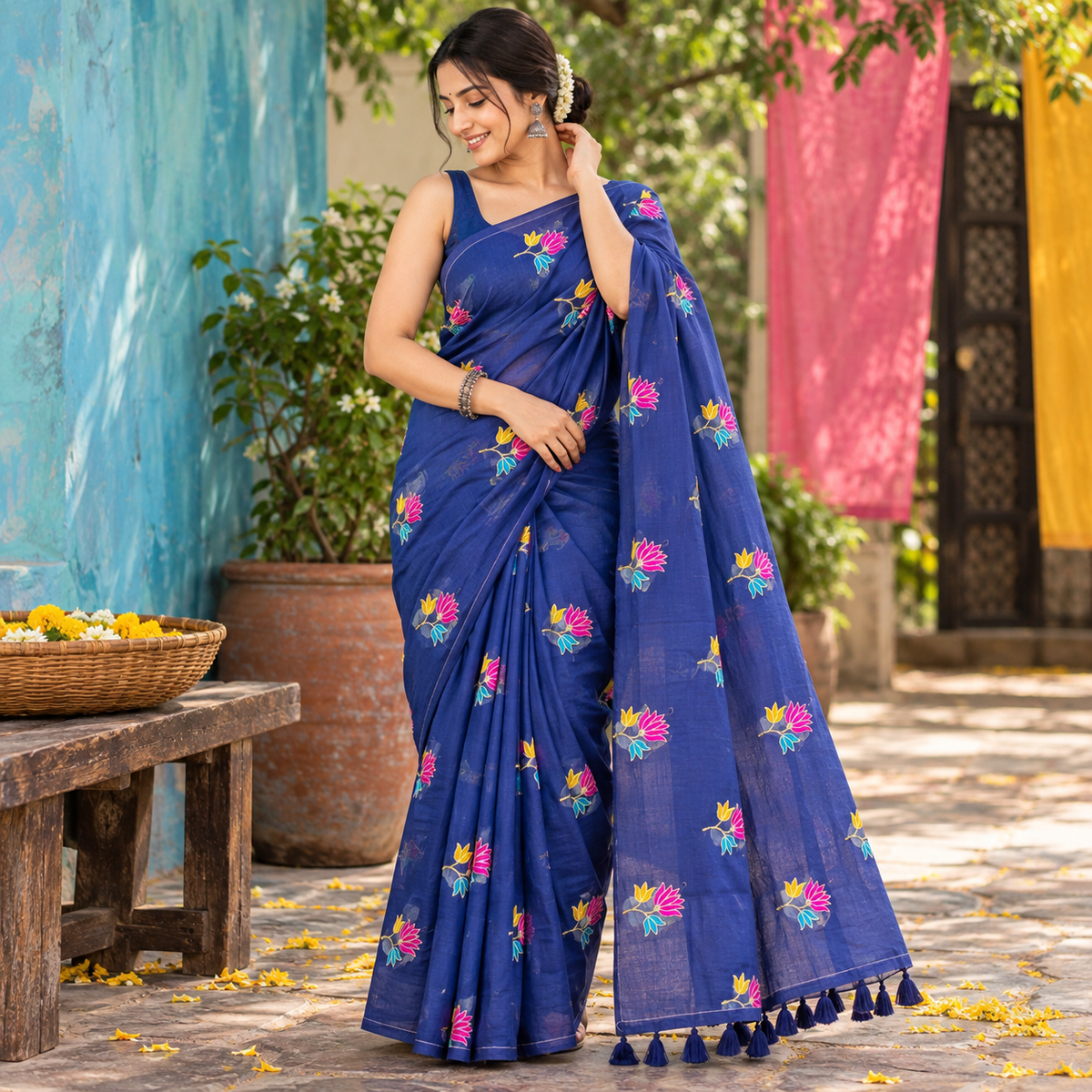 Mul Mul Cotton-KSV-13026-Royal Blue