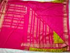 Mysore Crepe Silk-KSV2006-Greenish Yellow and Pink