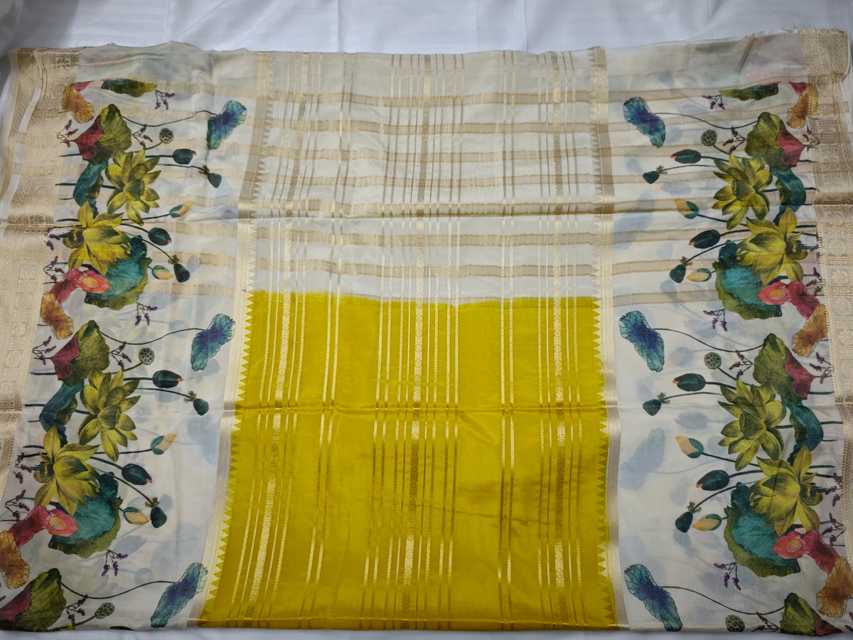 Mysore Crepe Silk-KSV2008-Cream and Yellow