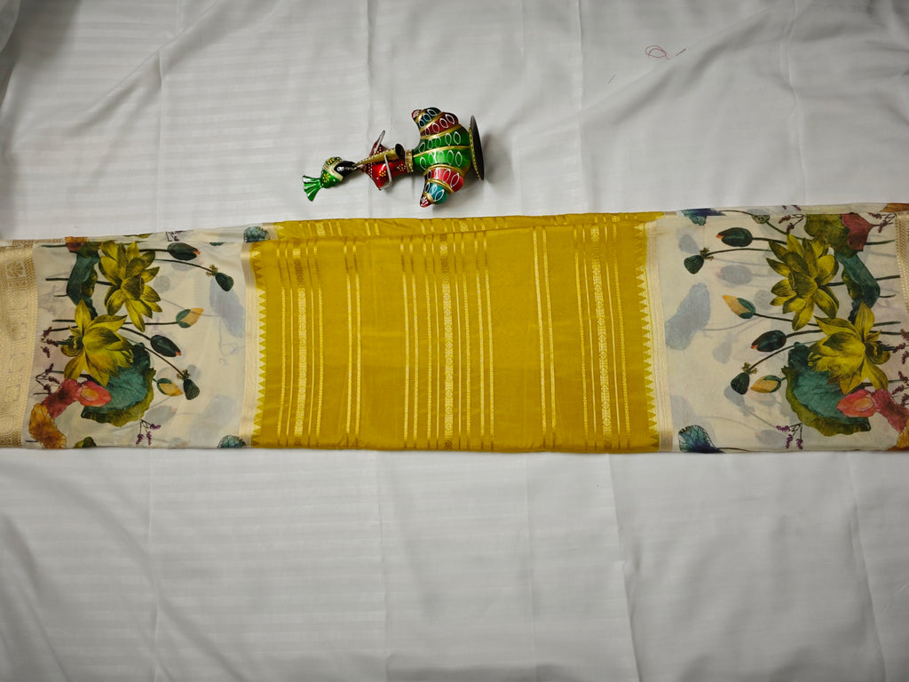 Mysore Crepe Silk-KSV2008-Cream and Yellow