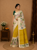 Mysore Crepe Silk-KSV2008-Cream and Yellow