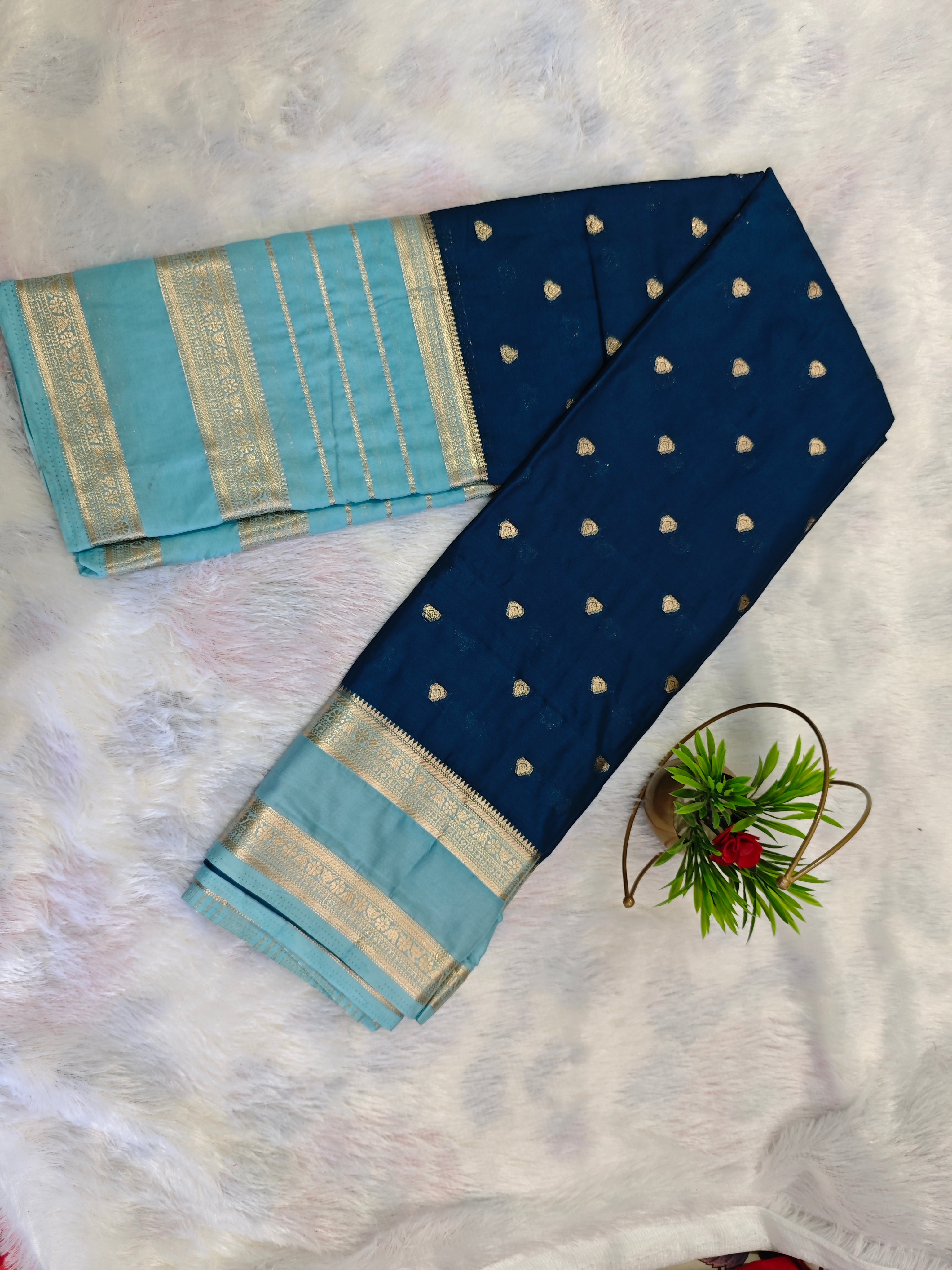 Mysore Crepe Silk-KSV2018-Sapphire Blue