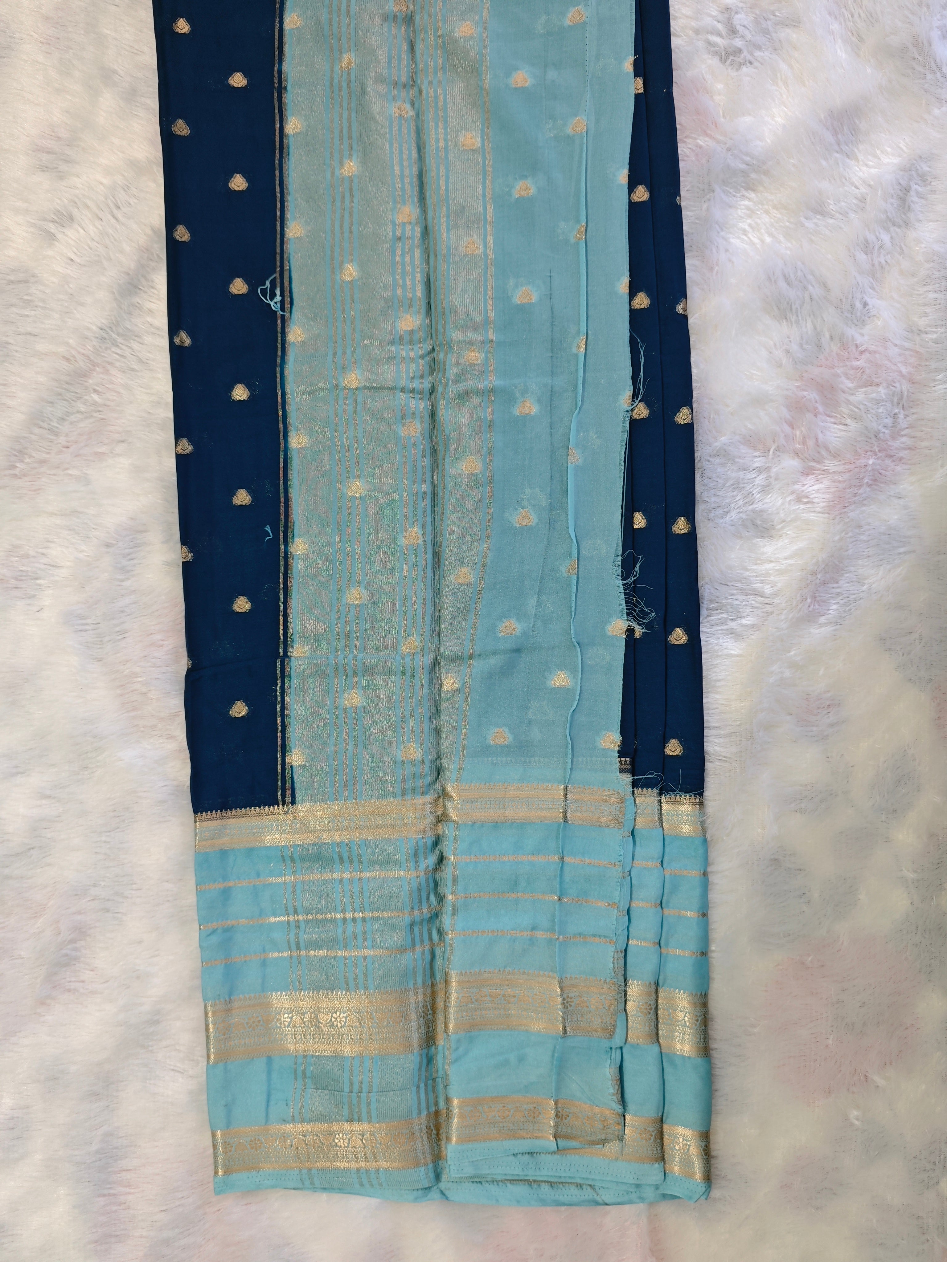 Mysore Crepe Silk-KSV2018-Sapphire Blue