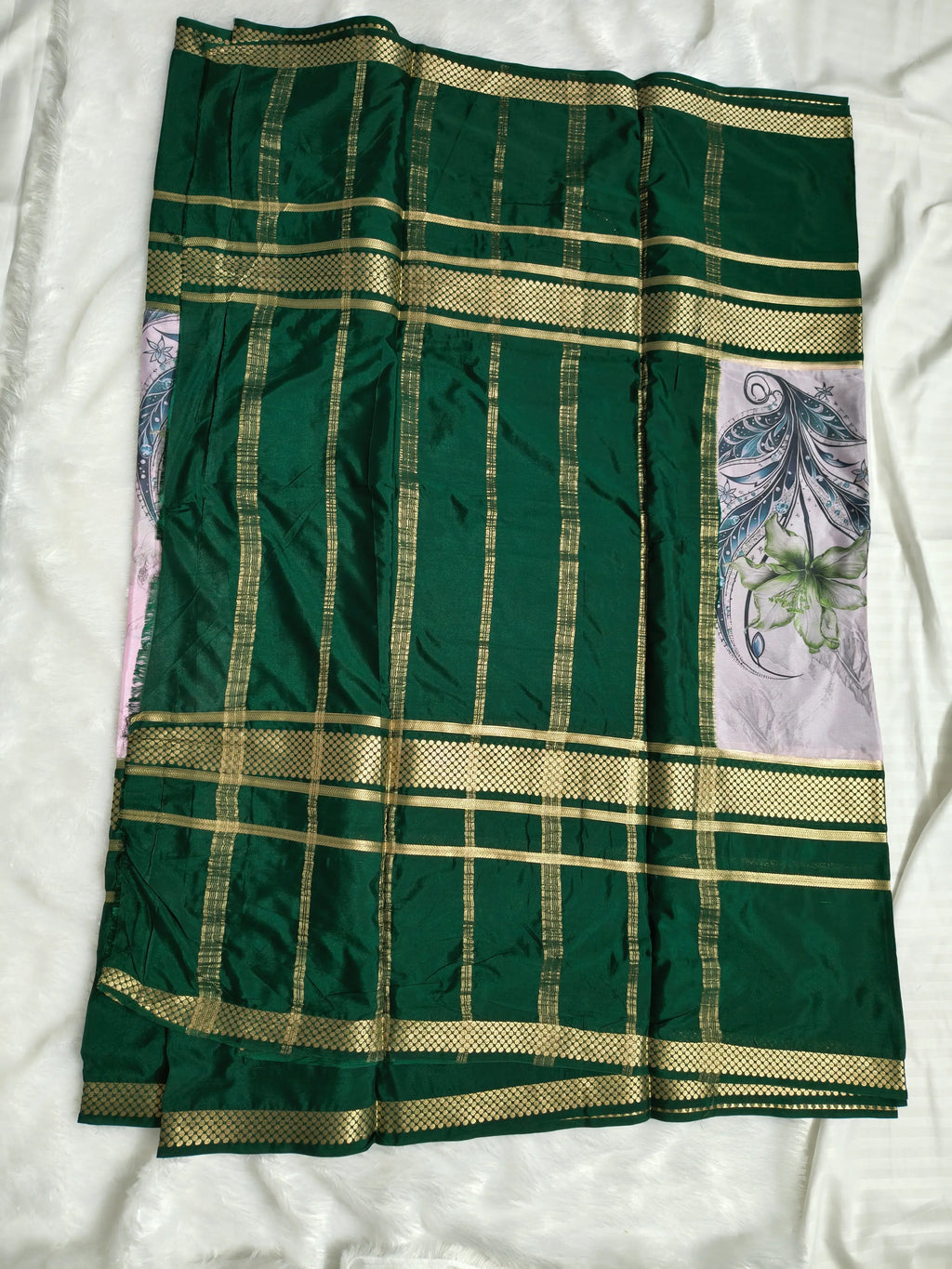 Mysore Crepe Silk-KSV2024-Baby Pink and Green