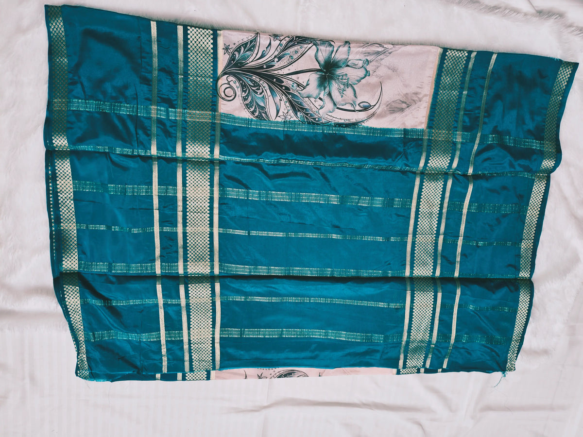 Mysore Crepe Silk-KSV2026-Peach and Blue