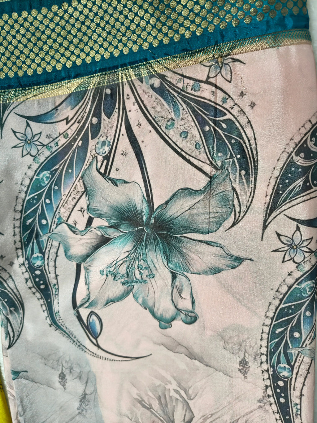 Mysore Crepe Silk-KSV2026-Peach and Blue
