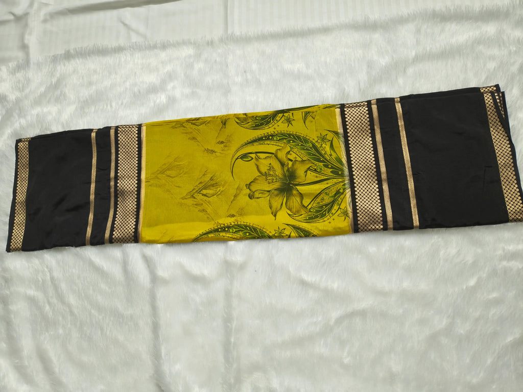 Mysore Crepe Silk-KSV2027-Yellow and Black