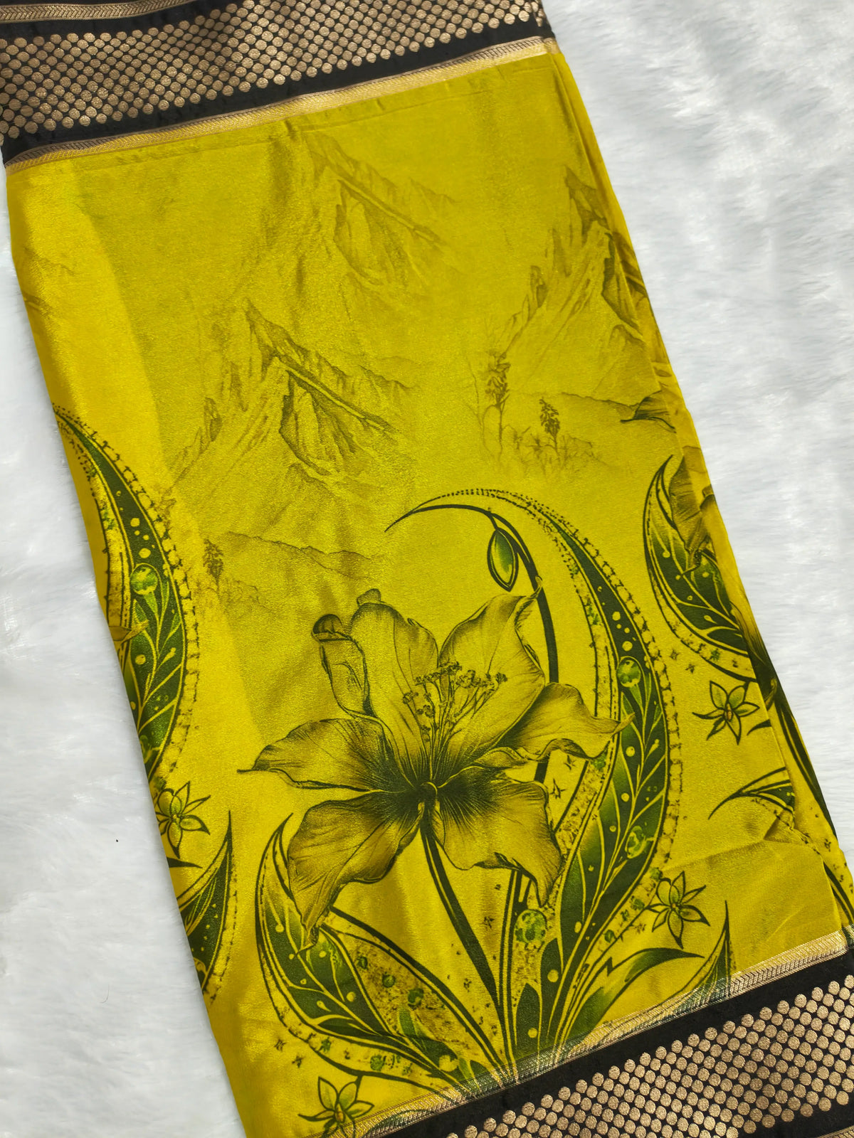 Mysore Crepe Silk-KSV2027-Yellow and Black