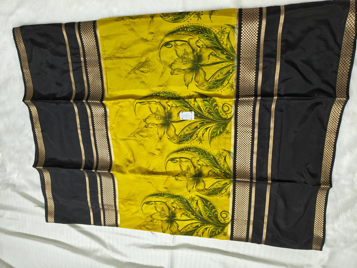 Mysore Crepe Silk-KSV2027-Yellow and Black