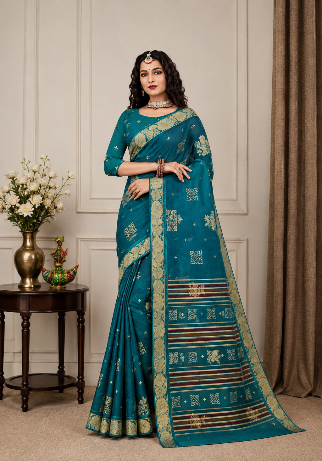Georgette-KSV3001-Teal Green