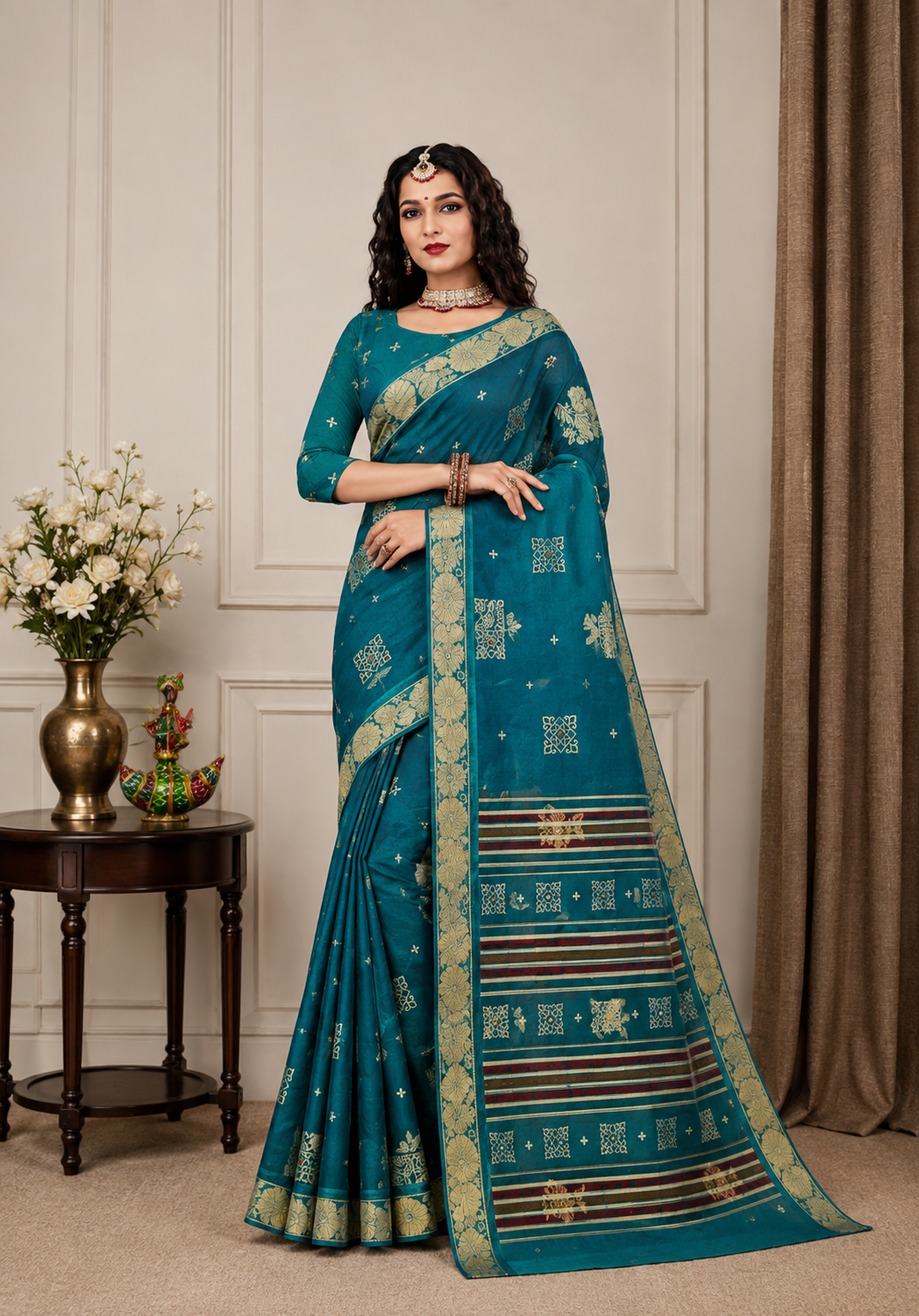 Georgette-KSV3001-Teal Green