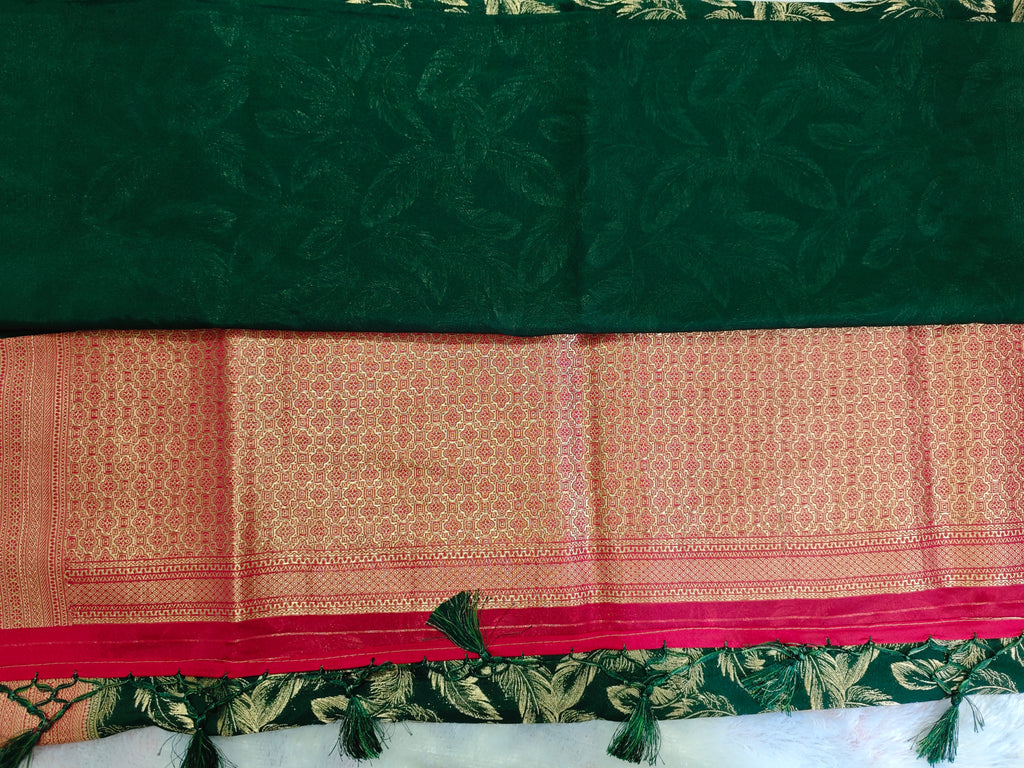Georgette Double Zari-KSV3009-Green