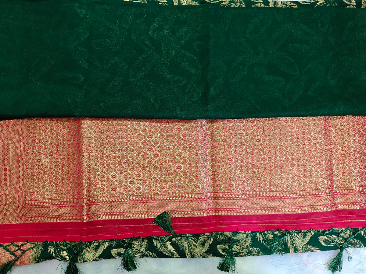 Georgette Double Zari-KSV3009-Green