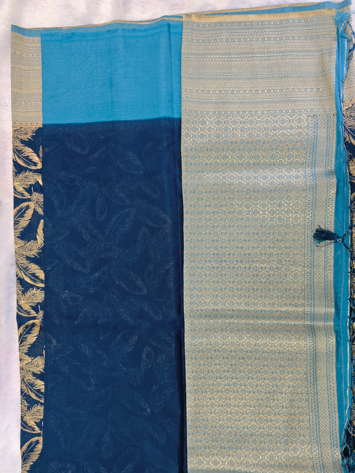 Georgette Double Zari-KSV3010-Blue