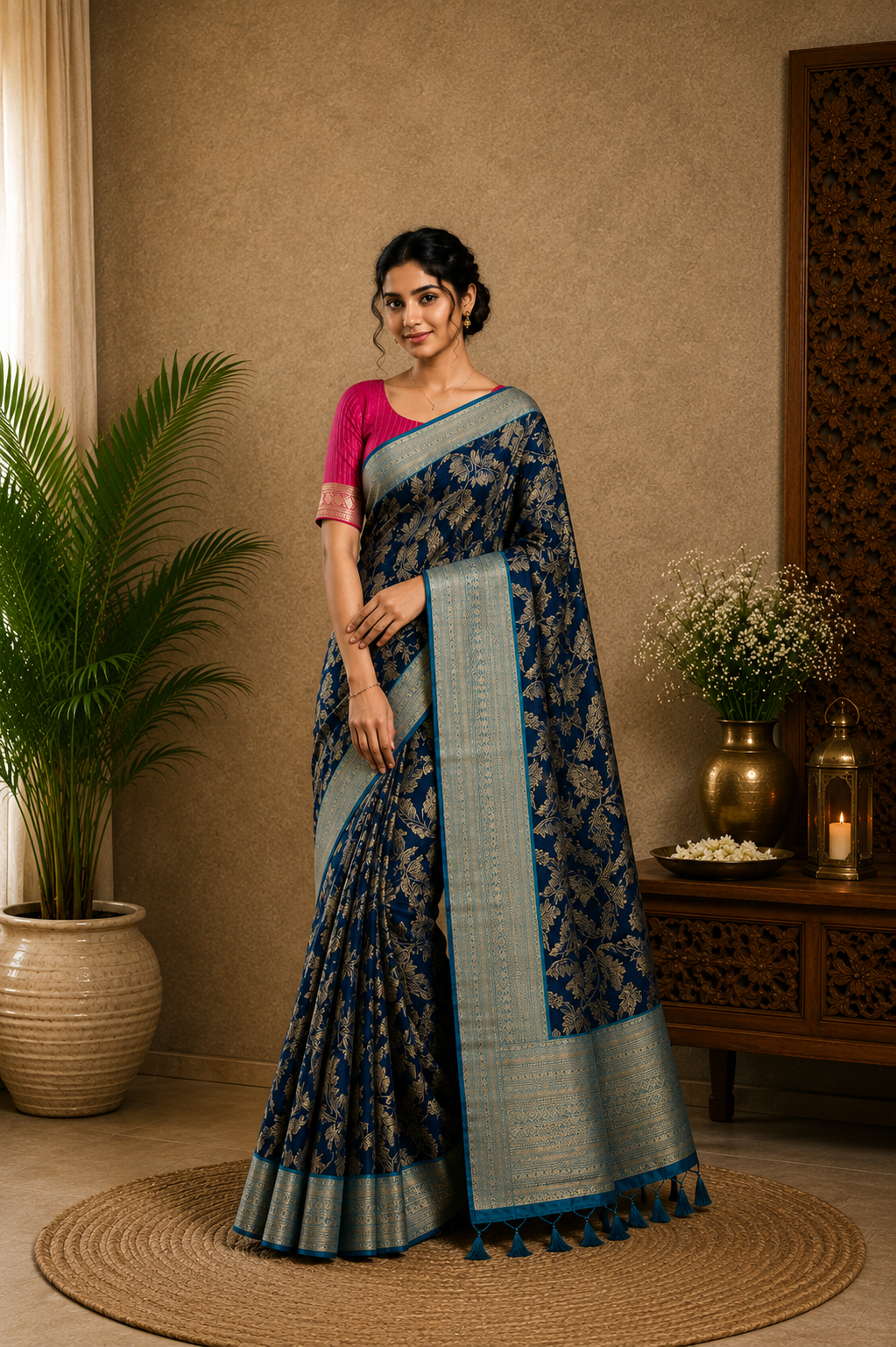 Georgette Double Zari-KSV3010-Blue