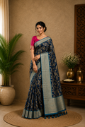 Georgette Double Zari-KSV3010-Blue