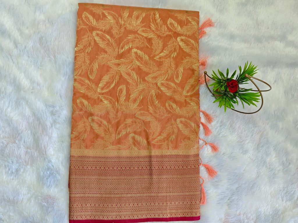 Georgette Double Zari-KSV3011-Peach