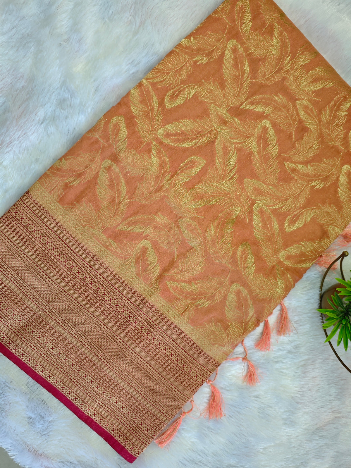 Georgette Double Zari-KSV3011-Peach