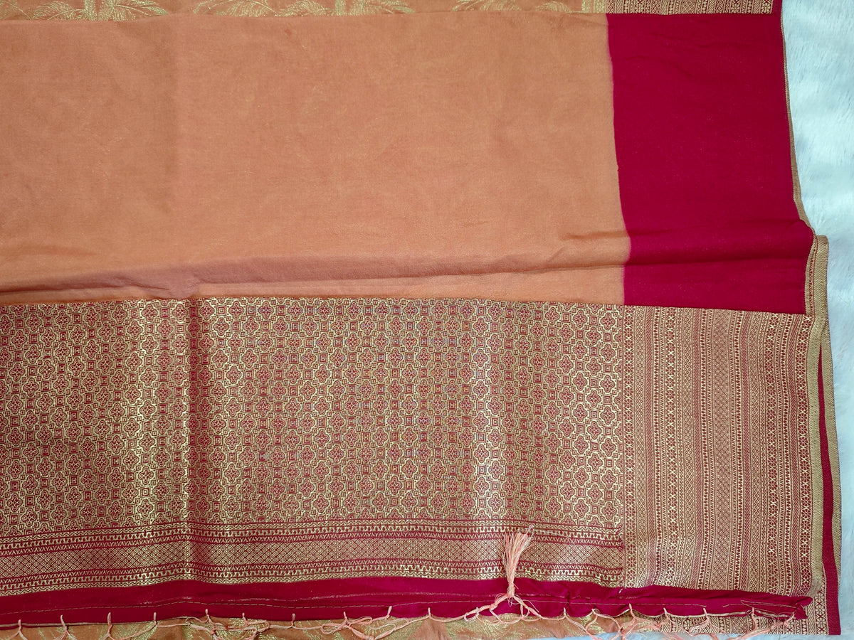 Georgette Double Zari-KSV3011-Peach