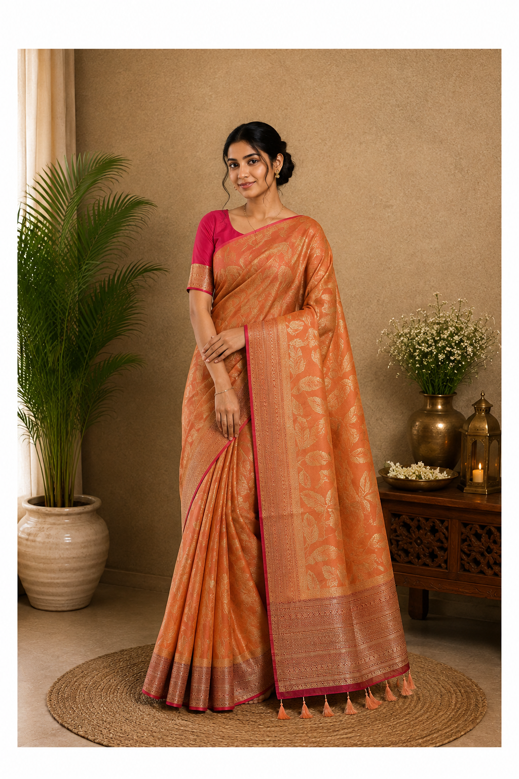 Georgette Double Zari-KSV3011-Peach