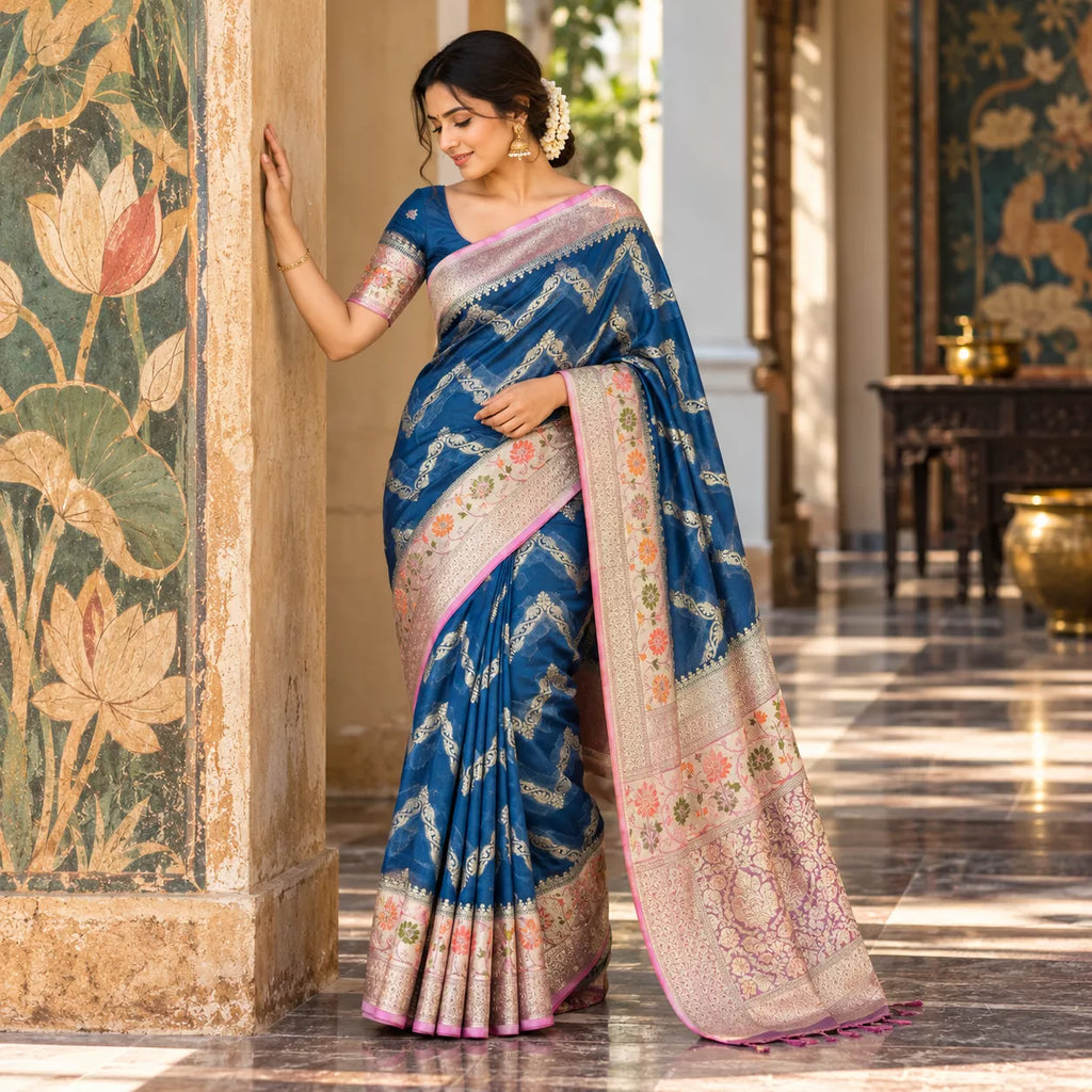 Khaddi Georgette-KSV3012-Blue