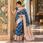 Khaddi Georgette-KSV3012-Blue
